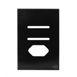 Placa p/ 2 Interruptor + Tomada 4x2 - Novara Glass Preto Brilhante